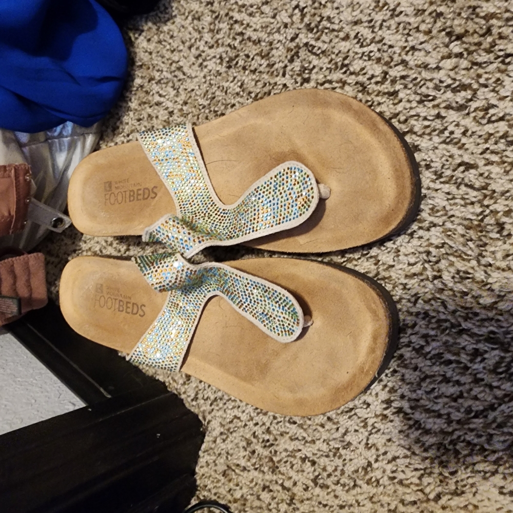 White Mountain Women's Sandals with Multicolor Beads